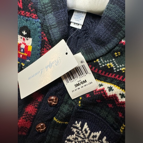 NWT Ralph Lauren Boys Patchwork Cable Knit Cardigan. Holiday Christmas - Picture 10 of 11